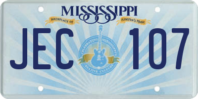 MS license plate JEC107