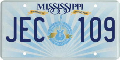 MS license plate JEC109
