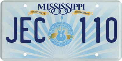MS license plate JEC110