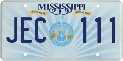 MS license plate JEC111