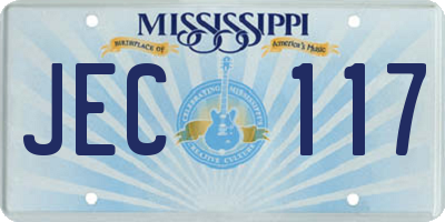 MS license plate JEC117