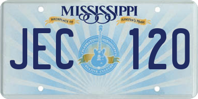 MS license plate JEC120