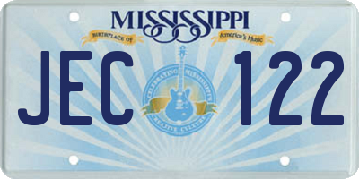 MS license plate JEC122