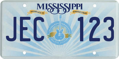 MS license plate JEC123