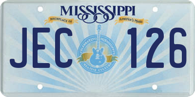 MS license plate JEC126