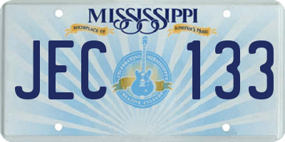 MS license plate JEC133