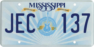 MS license plate JEC137