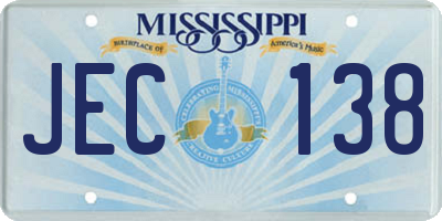 MS license plate JEC138