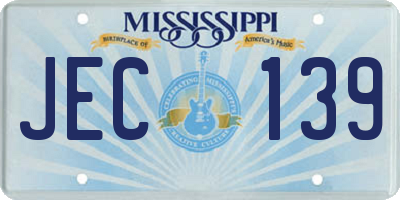 MS license plate JEC139