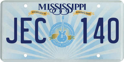 MS license plate JEC140