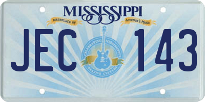 MS license plate JEC143