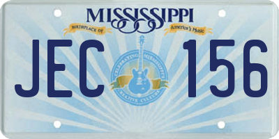 MS license plate JEC156