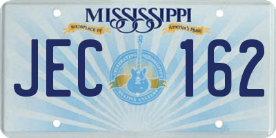 MS license plate JEC162