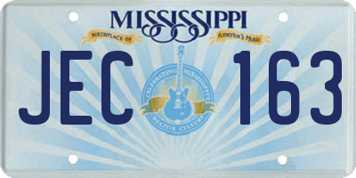 MS license plate JEC163