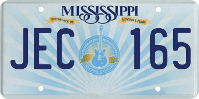 MS license plate JEC165