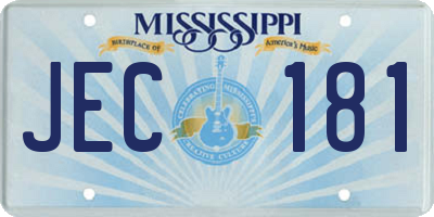 MS license plate JEC181