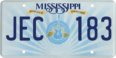 MS license plate JEC183