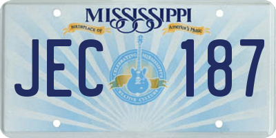 MS license plate JEC187