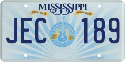 MS license plate JEC189