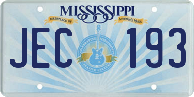 MS license plate JEC193