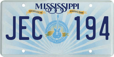 MS license plate JEC194