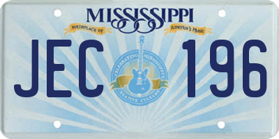 MS license plate JEC196