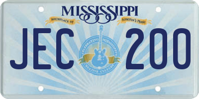 MS license plate JEC200