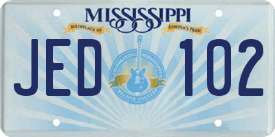MS license plate JED102
