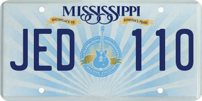 MS license plate JED110