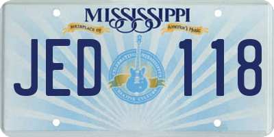 MS license plate JED118