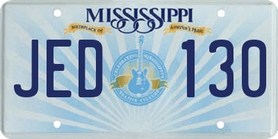 MS license plate JED130
