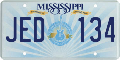 MS license plate JED134