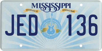 MS license plate JED136