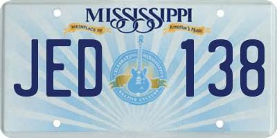 MS license plate JED138