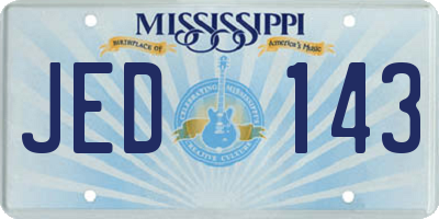 MS license plate JED143