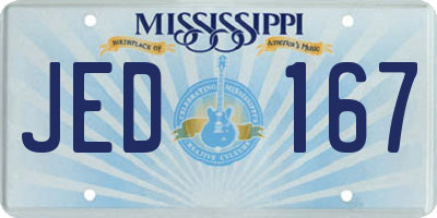 MS license plate JED167