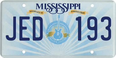 MS license plate JED193