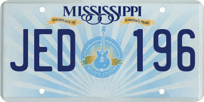 MS license plate JED196