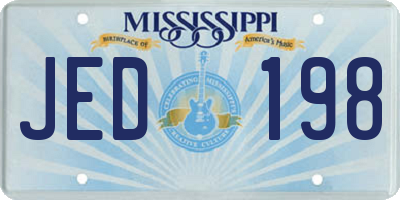 MS license plate JED198