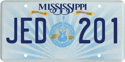 MS license plate JED201