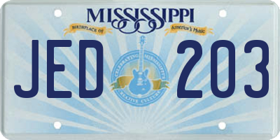 MS license plate JED203