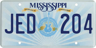 MS license plate JED204