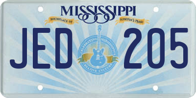 MS license plate JED205