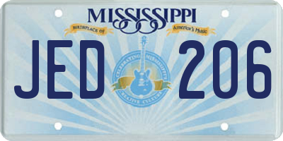 MS license plate JED206