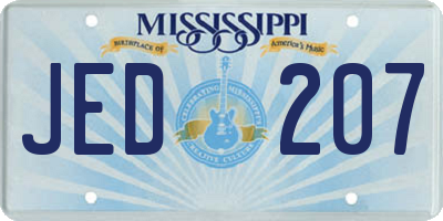 MS license plate JED207
