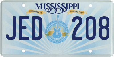 MS license plate JED208