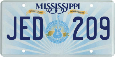 MS license plate JED209