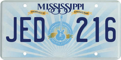 MS license plate JED216