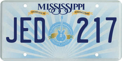 MS license plate JED217