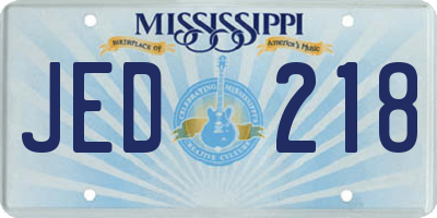 MS license plate JED218